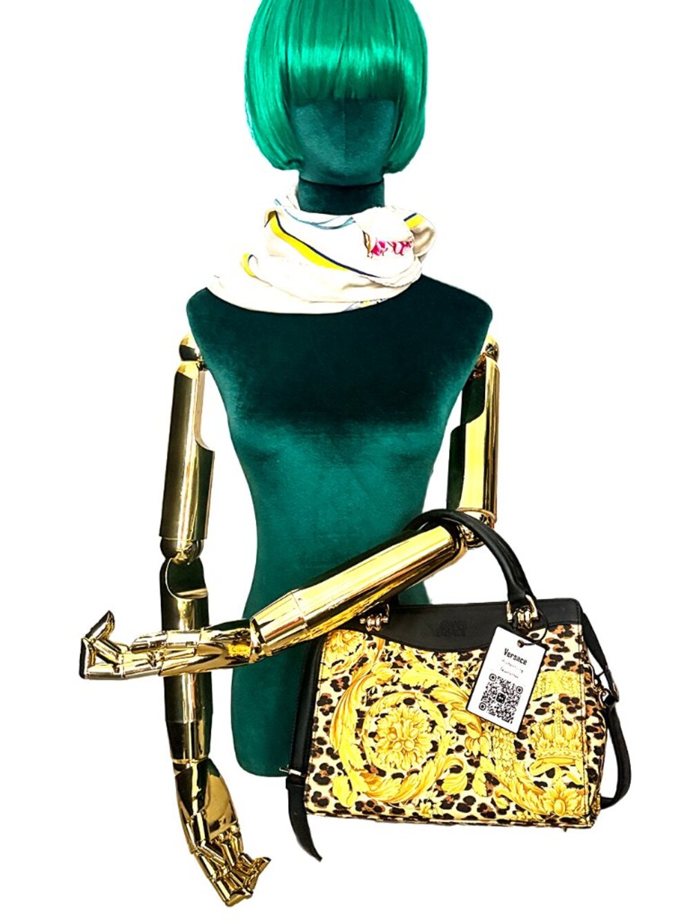 Gianni Versace Sunburst Leather and Canvas Tote Bag with Strap - Picture 14 of 16